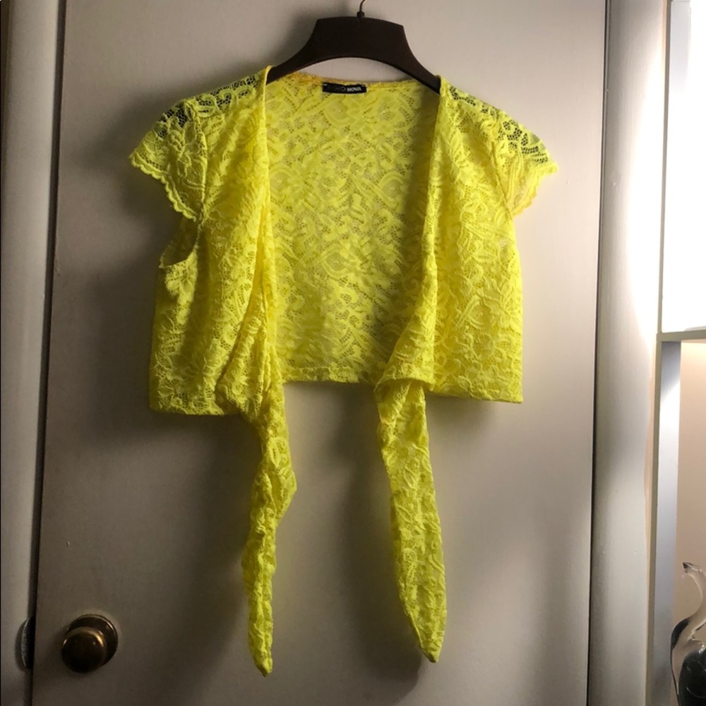 Neon tie up crop top